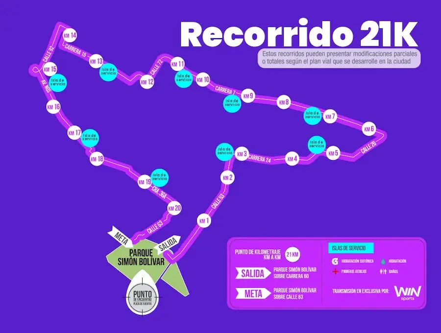 Ruta 10k en el Parque Simón Bolívar ideal para running